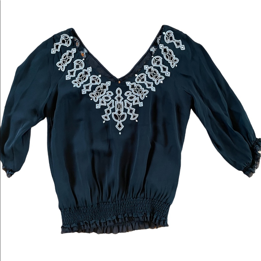 White House Black Market - Black V-Neck Top - Size Medium
